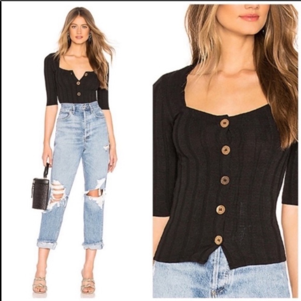 Free People Black Central Park Top